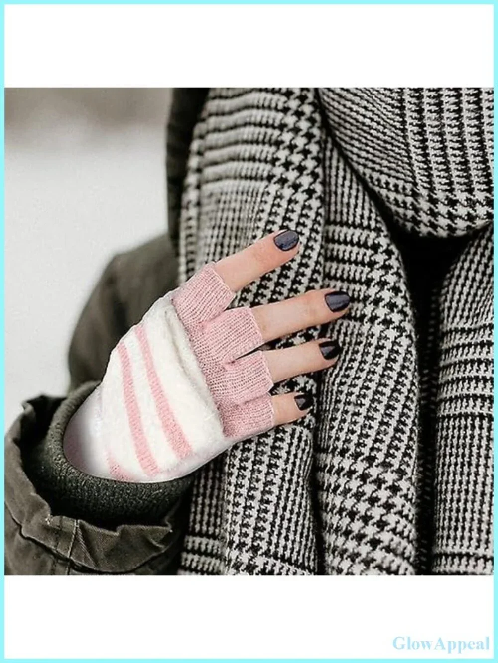 Convertible Fingerless Gloves with Flip-Top Mittens, Winter Knit, Touchscreen